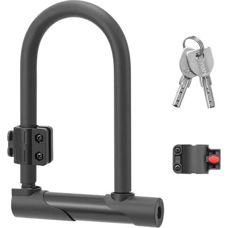 Antivol Velo Serrure antivol en Forme de U for vélo, Alliage hydraulique Portable Acier PVC, déverrouillage unilatéral, Rangement Facile, Accessoire VTT Cadenas Lock And Rack -