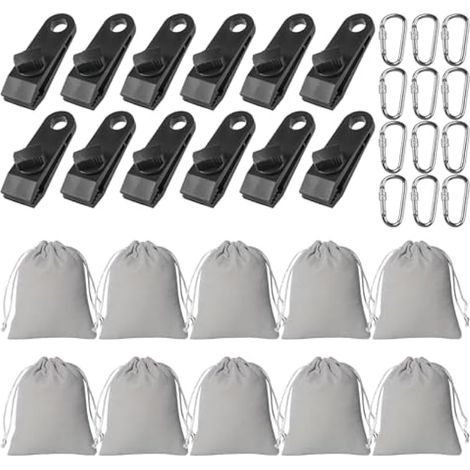 10 Pièces Sac De Poids Portable pour Rideaux, Sacs De Sable avec 8 Mousquetons Et 8 Clips, Sacs De Poids, Poids pour Tonnelle pour Rideaux Extérieurs, Nappes(20 X 25 cm) (1/5)