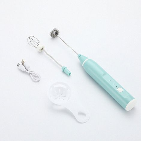 Mini batteur à œufs électrique en acier inoxydable, un outil de cuisine indispensable pour les cuisines domestiques. (1/4)