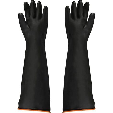 Gants en latex noir, 1 paire, 55 cm, résistant aux acides/alcalis/travail de sécurité industrielle, gants de protection