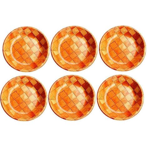 Lot de 6 saladiers en bois de 20 cm (8 pouces) avec motif carré, idéal pour présenter les aliments, les fruits, recevoir et décorer. (1/5)