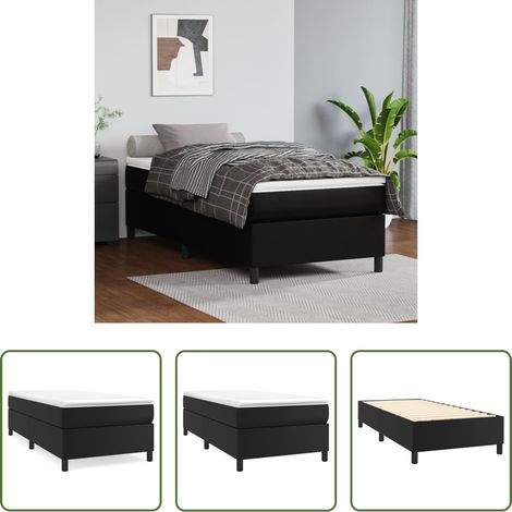 Kunstlederbett - Boxspringbettgestell Schwarz 90x200 cm Kunstleder (1/5)