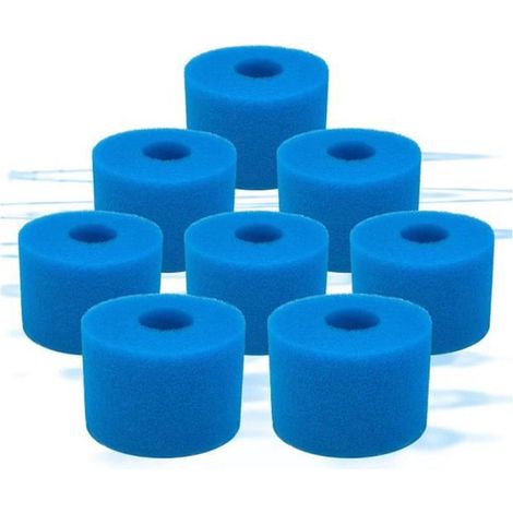 8 cartouches éponge réutilisables pour filtre Intex S1, haute densité, filtration fine, piscine hors-sol (1/4)