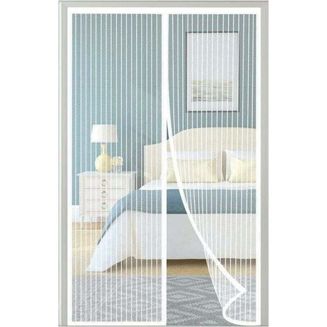 Moustiquaire Magnétique pour Porte 120x210 cm, Moustiquaire Auto-fermante Anti-moustiques avec Maille Fine, Installation Adhésive sans Perçage, Couleur Blanche (1/4)