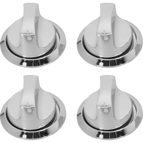Lot de 4 boutons de contrôle de barbecue à gaz galvanisés argentés, avec 58 mm de diamètre et 8 mm à noyau plat, pour barbecue extérieur (avec base) (1/5)