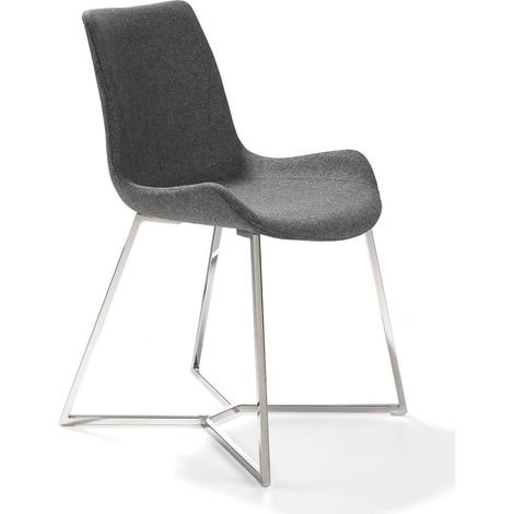 Chaise avec pieds acier inoxydable et assise rembourrée (1/5)