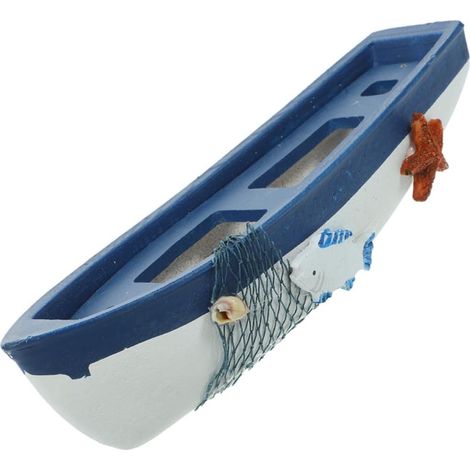 Figurine de Bateau Méditerranéen en Bois pour Fête Estivale, Décoration Nautique de Table Bleue pour Maison et Bureau (1/5)