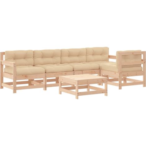 Maison Exclusive - Set Divani da Giardino 6 pz con Cuscini in Legno Massello (1/5)