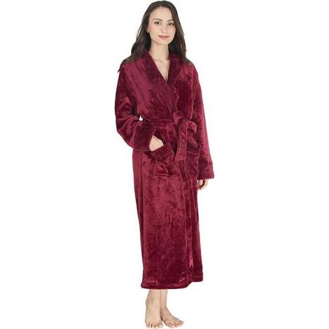 Women's Bathrobe - Long Flannel House Robe - Size XL - Red
