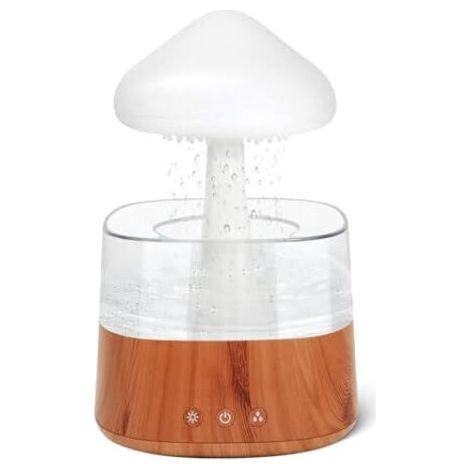 Humidificateur effet nuage de pluie - Humidificateur 450 ml, diffuseur d'arômes avec lumière d'ambiance (30 dB), 3 modes d'humidification, lampe champignon effet pluie pour chambre d'enfant, chambre à (1/5)