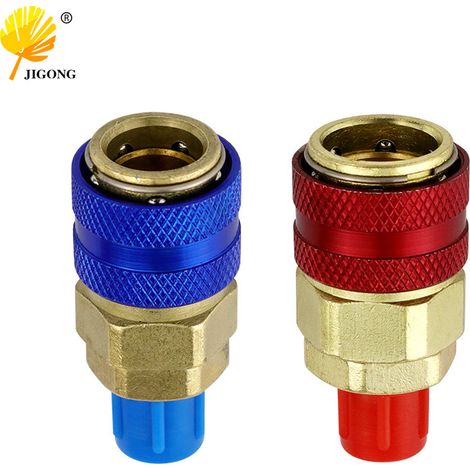 Raccord rapide de charge de réfrigérant pour climatisation automobile R134a, raccord haute et basse pression, noyau de valve de précision de haute qualité, non sujet aux fuites.