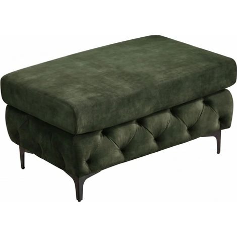 Pouf VELENA en velours capitonné – Vert foncé – 95 x 49 x 62 cm (1/5)