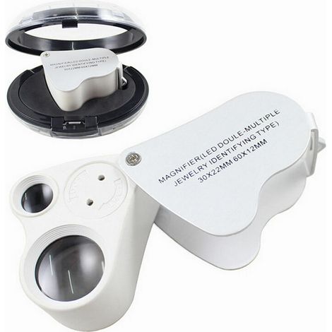 Loupe de bijoutier éclairante à LED grossissement x 30 et x 60 (1/5)
