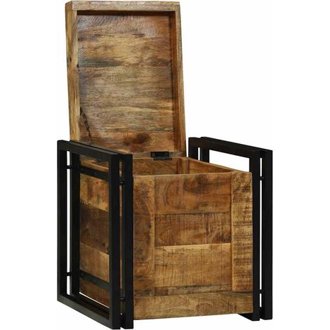 Boîte de Rangement 40 x 40 x 40 cm bois de manguier massif CFW936431 (1/5)
