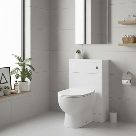 Hudson Reed Fusion Compact WC Unit with Polymarble Worktop 600mm Wide - Gloss White (1/4)