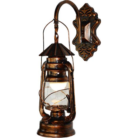 Lampe murale rétro industrielle à pétrole, lampe de chevet, lanterne antique en fer forgé pour couloir ou allée. (1/5)