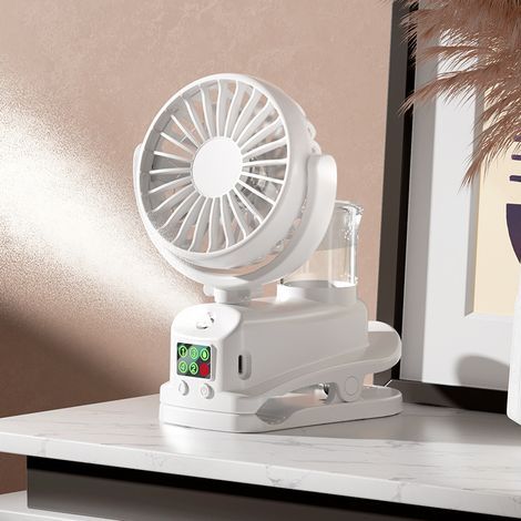 Ventilateur à pince avec brumisateur, ventilateur hydratant à pince, affichage numérique, ventilateur à pince multifonctionne(Y008) (1/2)