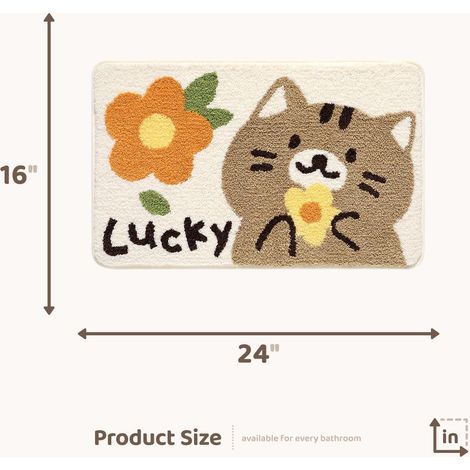 Tappetino da bagno a forma di gatto, extra morbido e assorbente, lavabile in lavatrice, antiscivolo, per vasca da bagno e doccia, 40x60 cm (1/5)