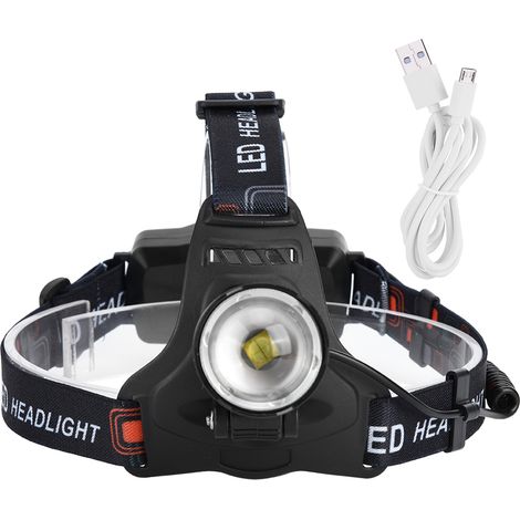 GARRYFIZH P50 phare LED lampe frontale étanche 3500LM 3 Modes d'éclairage chargement USB noir