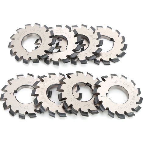 Jeu de 8 fraises à profil en développante en acier rapide, outils de coupe 14,5° 55 mm 22 mm (1/5)