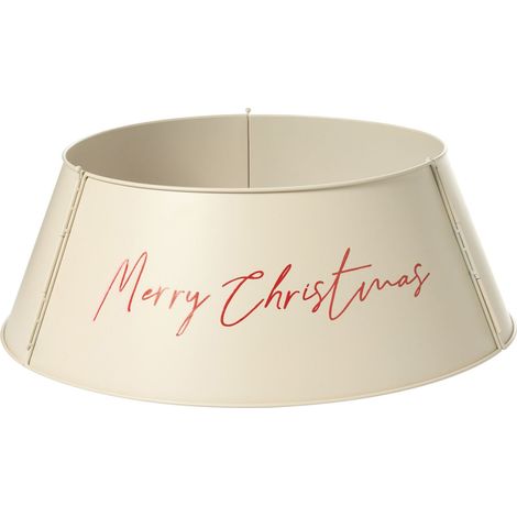 Copribase Albero di Natale in metallo Copertura tronco rotondo Collare moderno Accessori natalizi per interni Beige Imatra