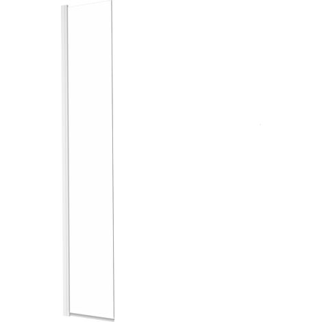 KINEDO - Volet Pivotant pour Paroi Douche Solo 6+ - Verre de Sécurité 6 mm + Profilé Aluminium finition blanc - Traité Anti-Calcaire - Fabriqué en France - L.35 cm x H.200 cm - Transparent (1/5)