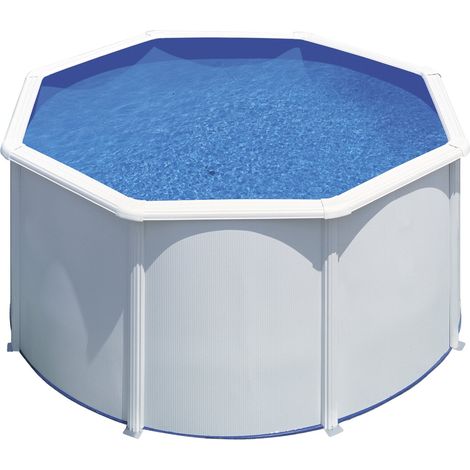 KIT240ECO Fidji - Piscine Hors-Sol en Acier, Piscine Ronde avec Structure en Acier Blanc. Piscines Hors-Sol pour Jardin, Ø240 x 120 cm (1/5)