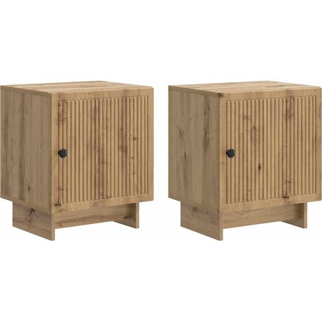 vidaXL Armadio da Notte 2 pcs Rovere Artigianale 43 x 34,5 x 50