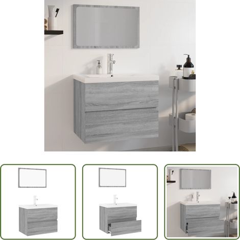vidaXL Meuble de salle de bain -  Meubles de salle de bain Sonoma gris Bois d'ingénierie (1/5)