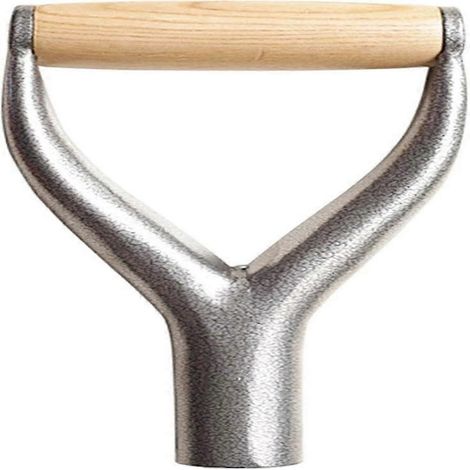 Manche de bêche en fer massif de 31 mm de diamètre intérieur - Poignée en Y - Accessoire de jardin en fer massif, argent (1/4)