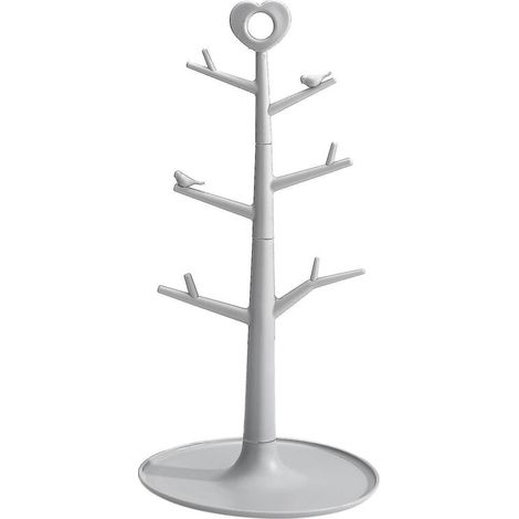 Égouttoir à tasses à café, porte-mugs, étagère de cuisine en forme d'arbre, en plastique PP, détachable et portable, rangement pour la maison, gris (1/5)