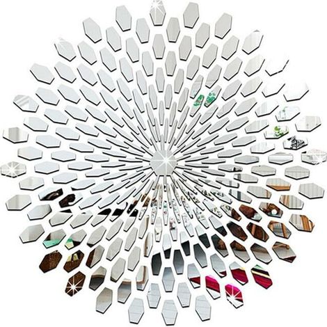 Moderner 3D-Acryl-Mosaik-Wandaufkleber für Wohnzimmer, Inneneinrichtung (silber)
