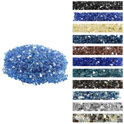 Verre de Feu pour Braséro, 4,5 kg, Pierres en Verre pour Foyer à Gaz, 6,35 mm, Sans Fumée, Réfléchissante, Pierres Décoratives Résistantes, pour Cheminée à Gaz, Intérieur, Extérieur, Bleu Cobalt (1/3)