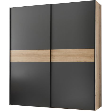 Jugendzimmer Kleiderschrank 170 cm Breite in Eiche mit graphit, 2-türig - LESINA-78 (1/5)