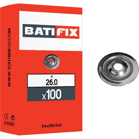 100 rosaces sanitaire plates Ø26mm zingué Batifix