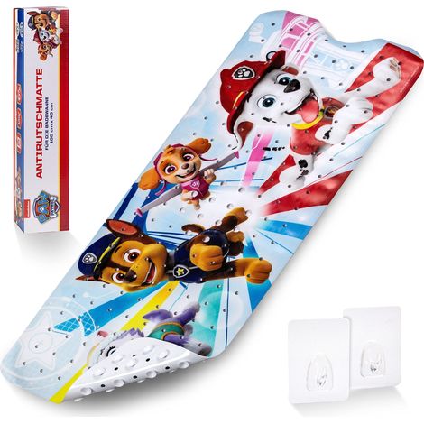 PAW Patrol Tappetino da bagno antiscivolo per bambini, antimuffa, antibatterico, con ventose, ganci e fori di scarico, 100 x 40 cm (1/5)