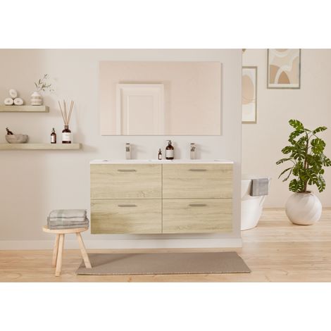 Meuble de salle de bain MINAO 120 en kit Bois Clair - Faible profondeur