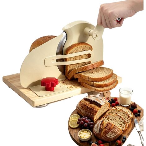 Cortador de pan, grosor ajustable, diseño ergonómico, color beige. (1/2)
