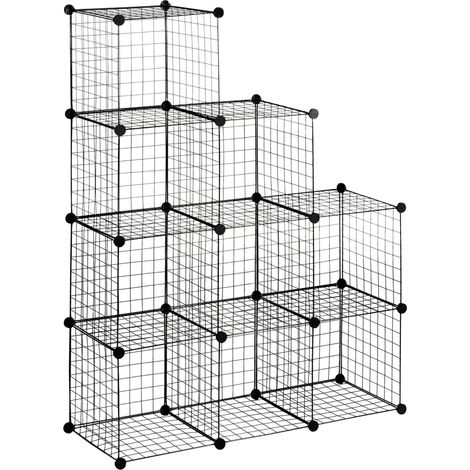 Scaffale modulare in metallo nero a 9 scomparti, 35 x 35 x 35 cm, montaggio a incastro (1/5)