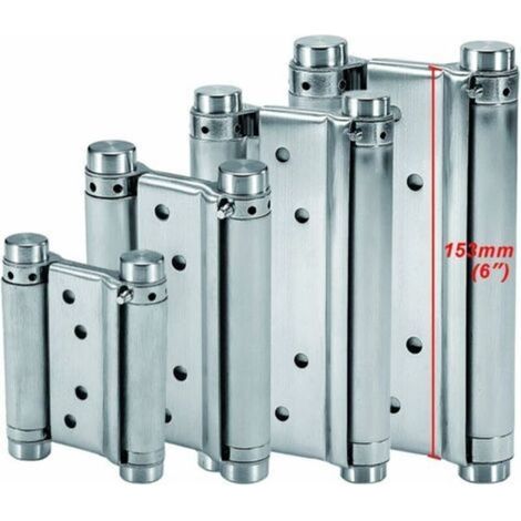 Spring Hinges (153mm) Stainless Steel Double Action for Swing Doors Self Closing Hinge for Saloon Cafe Bar Pub Counter Cupboard Door Up to 30kg (1/5)