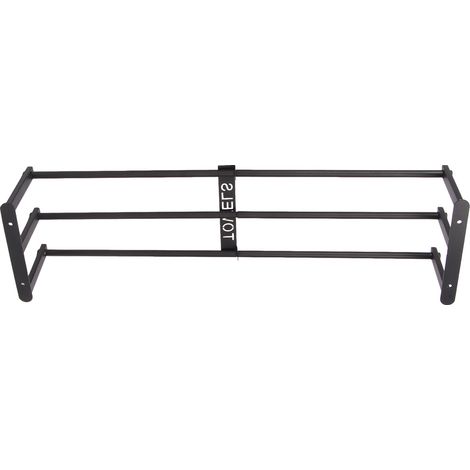 Porte-serviettes mural pour salle de bain, 3 barres, aluminium, enroulable, noir (1/5)