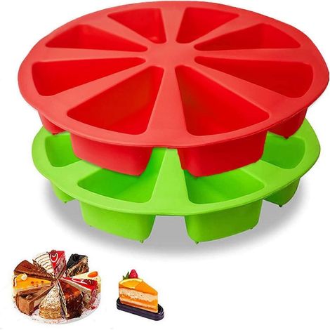Moules à pâtisserie en silicone, moule à pizza triangulaire à 8 cavités pour quiches, moules à gâteaux en silicone pour la cuisson (1/5)