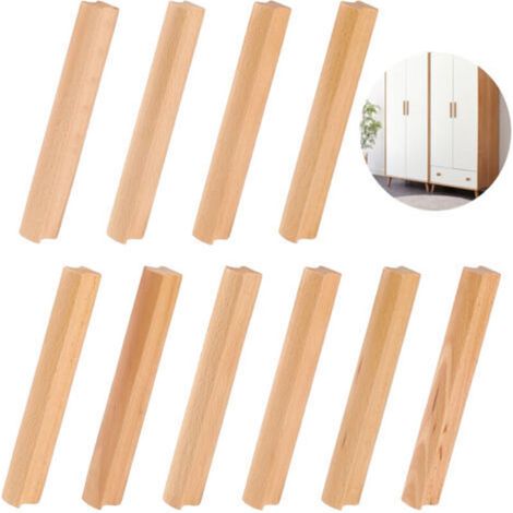 10 Stück Holzmöbelgriffe, Holzschrankgriffe, 160 mm Lochabstand, Küchenschubladengriffe, Massivholzmöbelgriffe, für Türen, Schubladen, Schränke