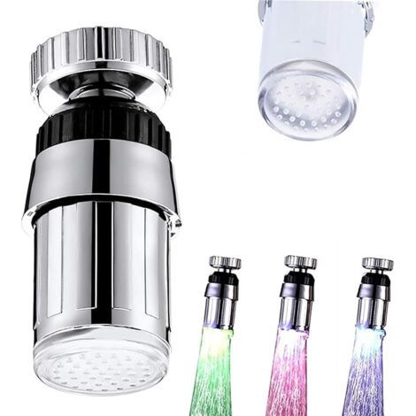 Robinet Lumineux LED 3 Couleur, 360 Degrés Robinets à Capteur à Changement à Température Contrôlée Tricolore, Accessoires pour Les Restaurants, Salles de Bain, Cuisine (1/5)