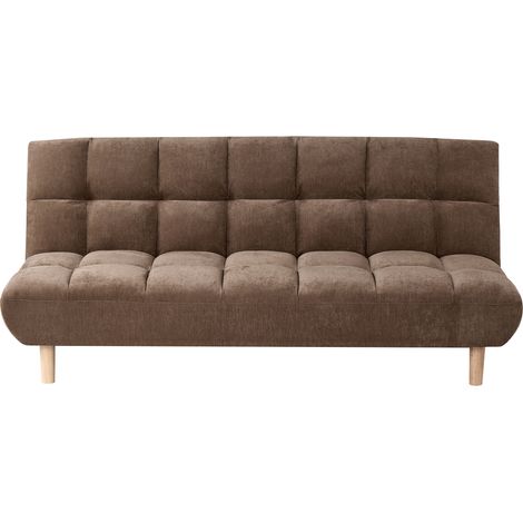 Sofá cama de tela moderno sin reposabrazos 2 plazas con respaldo acolchado y asiento capitoné patas de madera marrón Risor