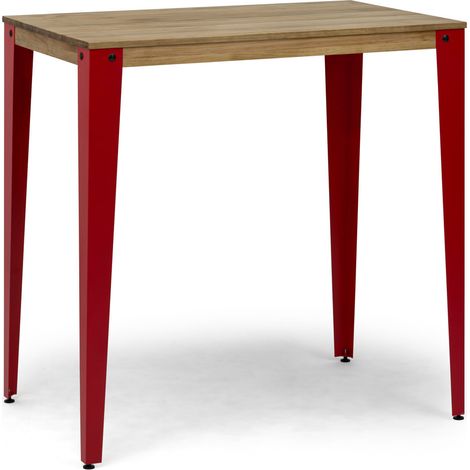 Mesa alta Lunds rectangular 60x160x110 cm Roja en madera de pino maciza acabado vintage.