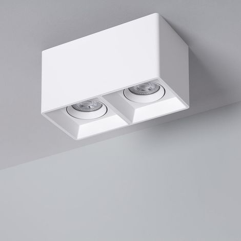 Applique da Soffitto Quadrata Doppia Bianca con Lampadina GU10 Space 6000K Bianco Freddo