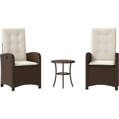 Maison Exclusive - Set Bistrò 3 pz con Cuscini Marrone in Polyrattan