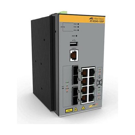 Allied Telesis AT-IE340-12GP-80 Managed L3 Gigabit Ethernet (10/100/1000) Power over Ethernet (PoE) Grau