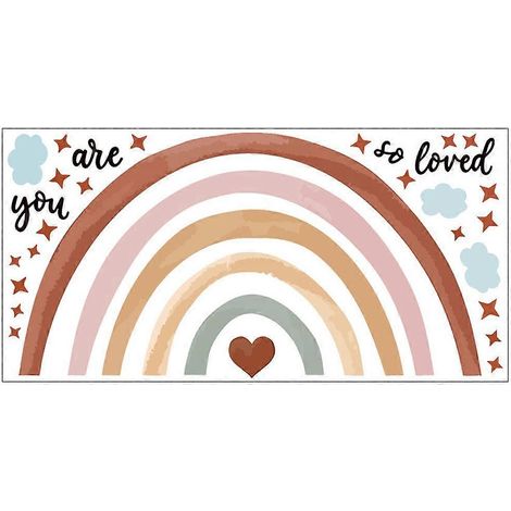 Sticker mural pour chambre à coucher, à faire soi-même, en PVC, motif arc-en-ciel, décoration pour chambre d'enfant-70.00X35.50X0.10CM (1/2)